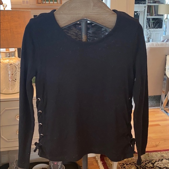 BLACK KNIT SWEATER W SIDE LACING - Picture 5 of 5